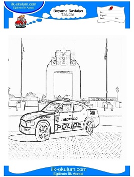 Çocuklar İçin Polis-Arabası Boyama Sayfaları 